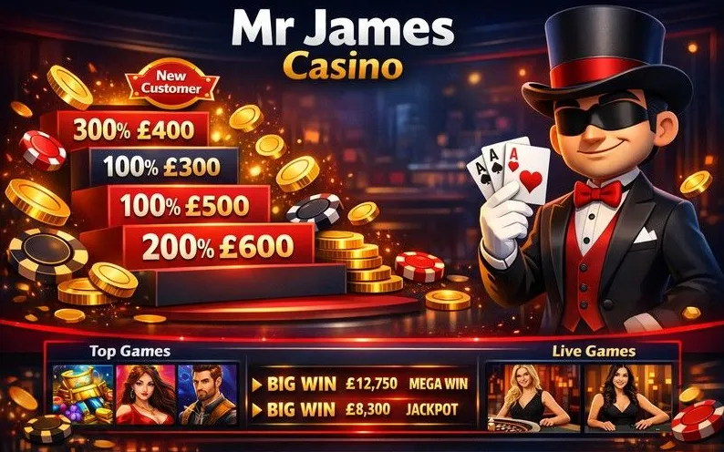 Mr James Casino bonuses and promotions banner