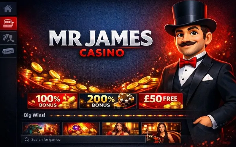 Mr James Casino homepage hero banner