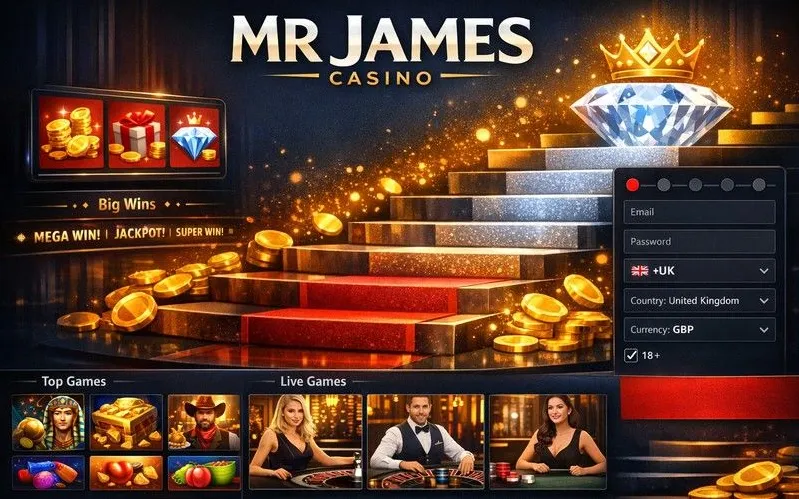 Mr James Casino registration page banner